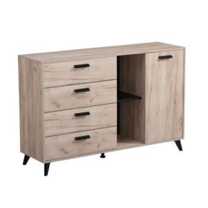 ΜΠΟΥΦΕΣ UMBRIA 3K4F GREY OAK-ΜΑΥΡΟ Μ137.5xΠ40xΥ90.5cm / FYLLIANA 11008659